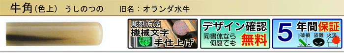 オランダ水牛色上（機械文字手仕上げ彫刻）（デザイン確認無料）（５年間保証）
